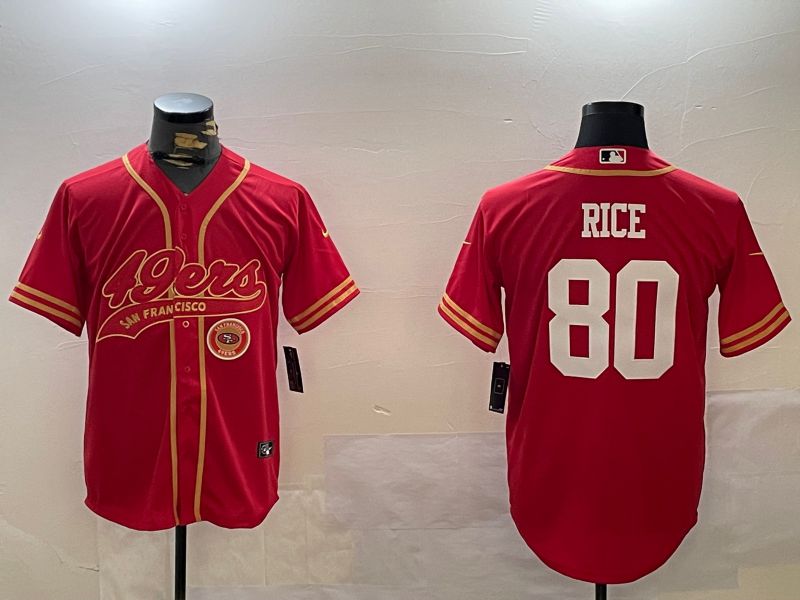 Men San Francisco 49ers #80 Rice Red Joint Name 2024 Nike Limited NFL Jersey style 12095